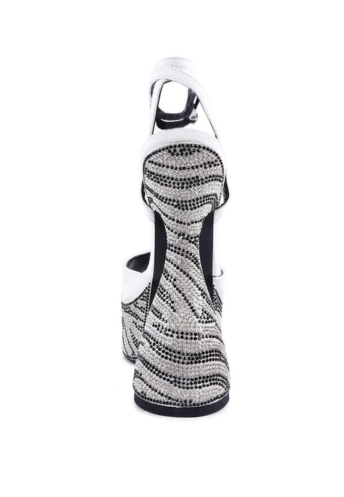 Zebra Diamante Platform Sandals: Opulent Elegance