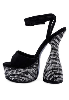 Zebra Diamante Platform Sandals: Opulent Elegance