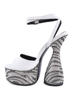 Zebra Diamante Platform Sandals: Opulent Elegance