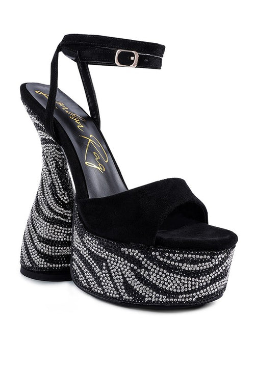 Zebra Diamante Platform Sandals: Opulent Elegance