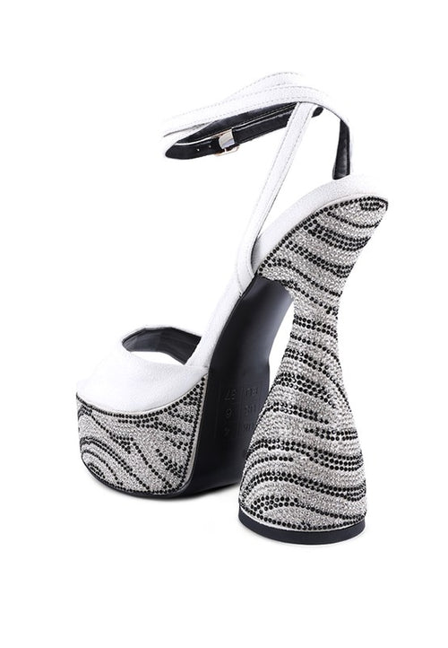 Zebra Diamante Platform Sandals: Opulent Elegance