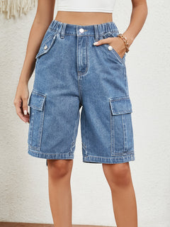 Retro Charm High Waist Denim Shorts