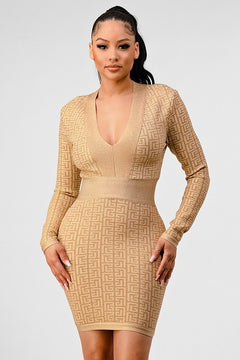 Glimmering Goddess V-Neck Bandage Dress