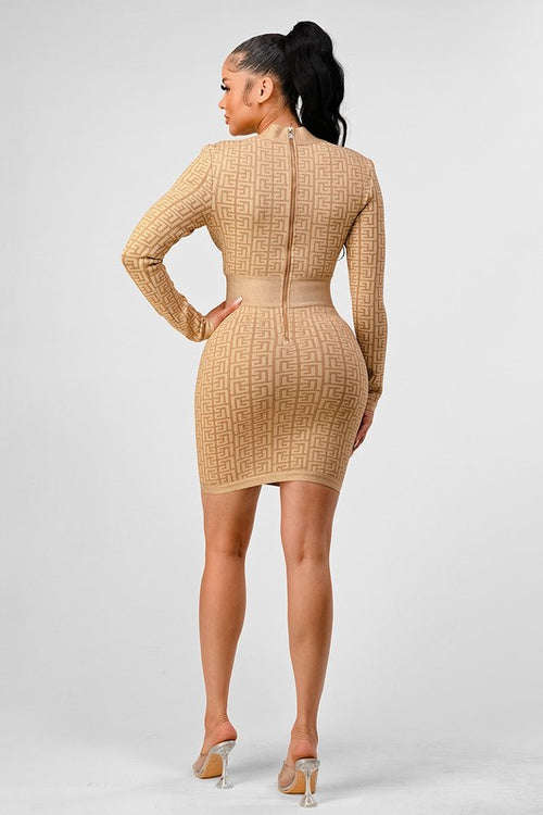 Glimmering Goddess V-Neck Bandage Dress