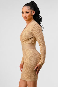 Glimmering Goddess V-Neck Bandage Dress