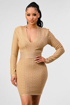 Glimmering Goddess V-Neck Bandage Dress