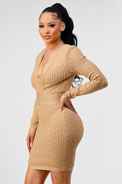 Glimmering Goddess V-Neck Bandage Dress