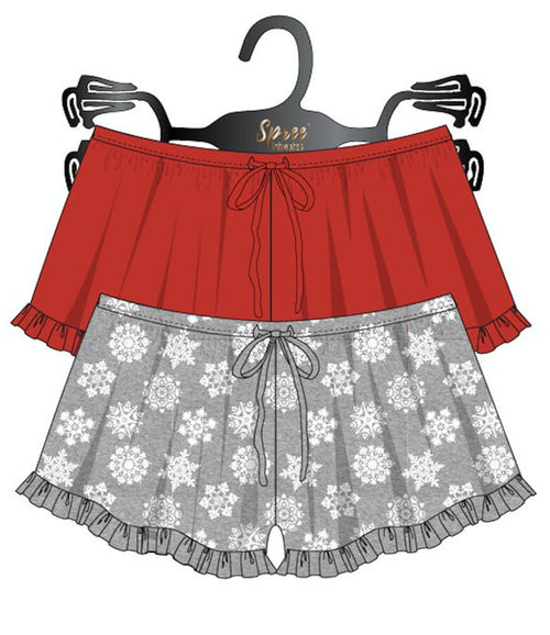 Festive Ruffle Hem Reindeer Shorts Duo