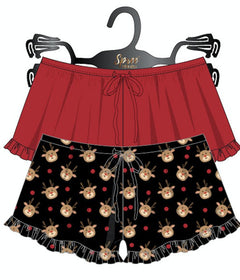 Festive Ruffle Hem Reindeer Shorts Duo