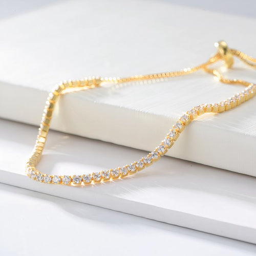 Radiant Elegance: 18K Gold & CZ Brilliance