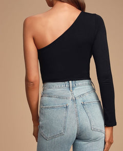 Whimsical One-Shoulder Twirl Top