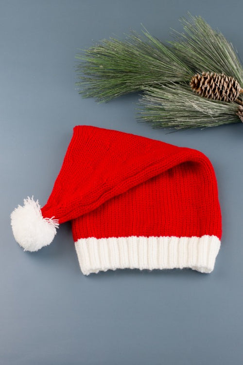 Jolly Santa's Whimsical Pom Pom Beanie