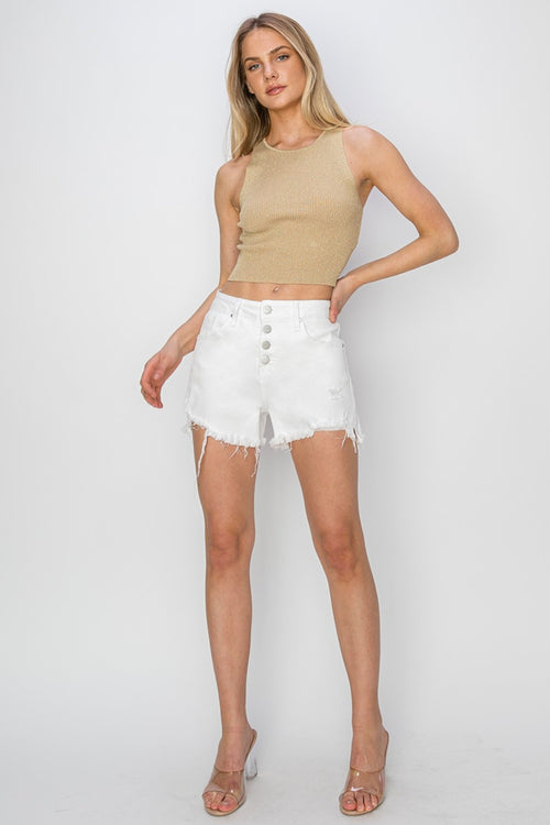 Chic Risen Frayed Hem Denim Shorts