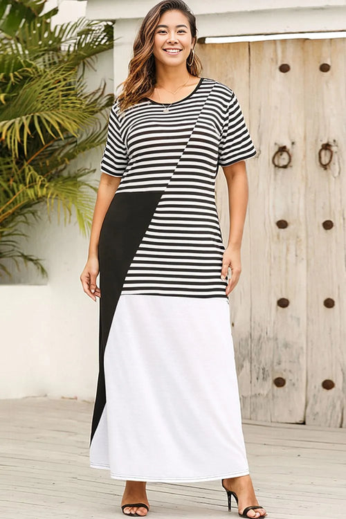 Elegant Striped Romance Maxi Dress 💖🖤