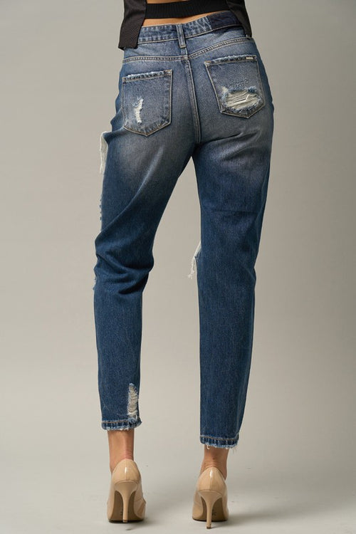 Destroyed High Waist Straight Jeans for Power babes!