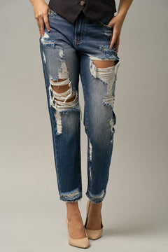 Destroyed High Waist Straight Jeans for Power babes!