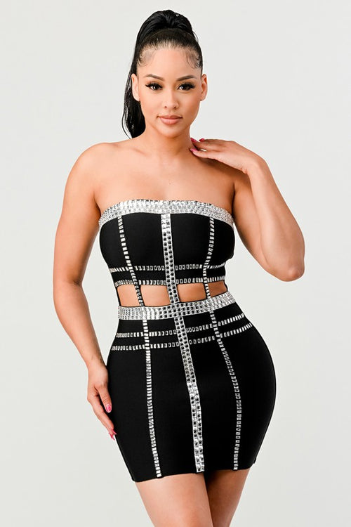 Magical Twirl Beaded Bandage Dress