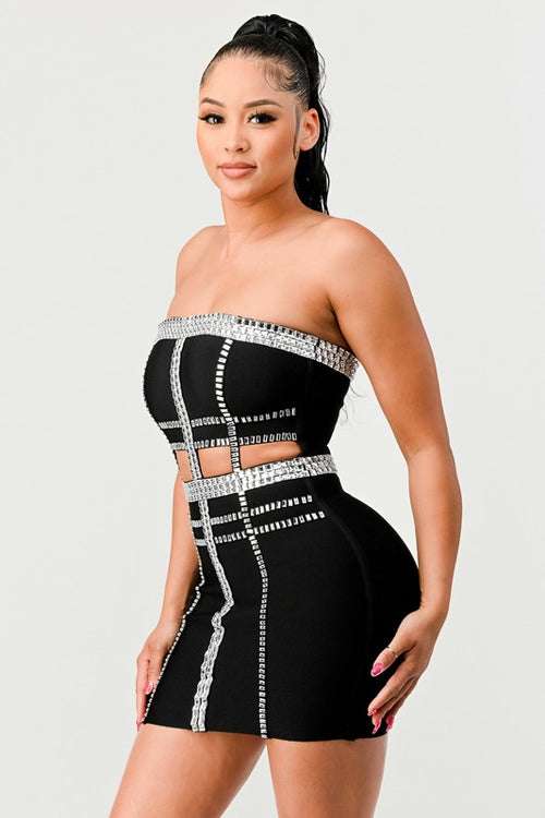 Magical Twirl Beaded Bandage Dress