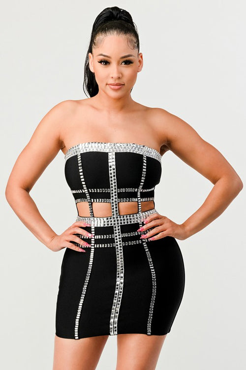 Magical Twirl Beaded Bandage Dress