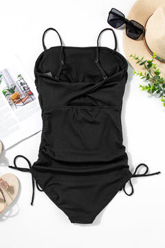 Enchanting Black Ribbed Monokini