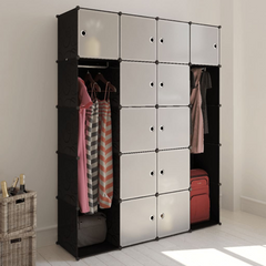 vidaXL Modular Cabinet with 14 Compartments Black and White 14.6"x57.5"x71.1"