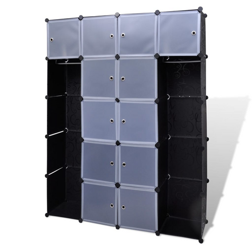 vidaXL Modular Cabinet with 14 Compartments Black and White 14.6"x57.5"x71.1"