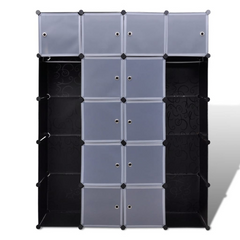 vidaXL Modular Cabinet with 14 Compartments Black and White 14.6"x57.5"x71.1"