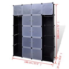 vidaXL Modular Cabinet with 14 Compartments Black and White 14.6"x57.5"x71.1"