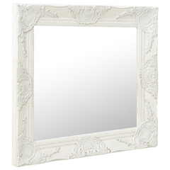 Elegant White Mirror: Baroque Beauty Unveiled