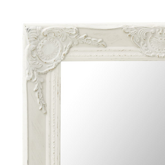 Elegant White Mirror: Baroque Beauty Unveiled