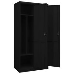 Regal Black Steel Wardrobe: Elegance Redefined