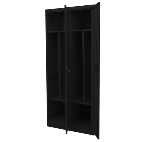 Regal Black Steel Wardrobe: Elegance Redefined