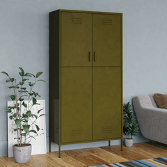 vidaXL Olive Green Steel Wardrobe: A Baroque Beauty