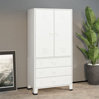 vidaXL Industrial White Metal Wardrobe: Luxurious Elegance