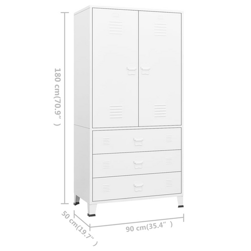 vidaXL Industrial White Metal Wardrobe: Luxurious Elegance