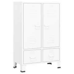 vidaXL Industrial White Steel Wardrobe: Opulence Personified