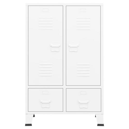 vidaXL Industrial White Steel Wardrobe: Opulence Personified