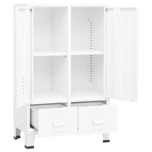 vidaXL Industrial White Steel Wardrobe: Opulence Personified