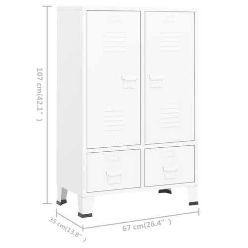 vidaXL Industrial White Steel Wardrobe: Opulence Personified