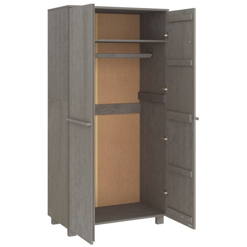 vidaXL Wardrobe HAMAR Light Gray 35"x19.7"x70.9" Solid Wood Pine