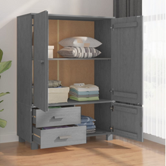 vidaXL Wardrobe HAMAR Dark Gray 39"x17.7"x53.9" Solid Wood Pine