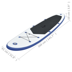 vidaXL Luxurious Blue & White Inflatable Surfboard