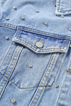 Mist Blue Rhinestone Denim Jacket: Sparkle On!