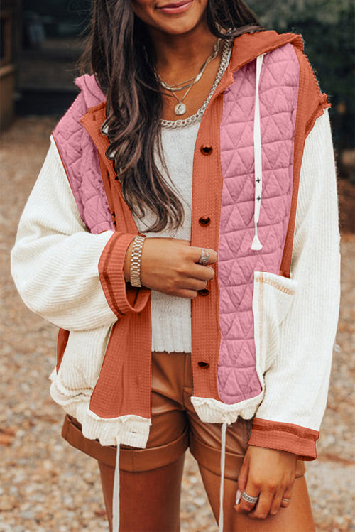 Beige Patchwork Dreams Hooded Jacket