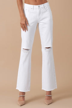 White Wash High Rise Slim Straight Denim