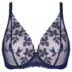 Luxurious Sheer Navy Blue Plunge Bra