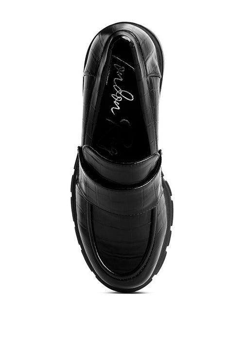 Benz Luxe Croc Platform Loafers: Opulence Personified