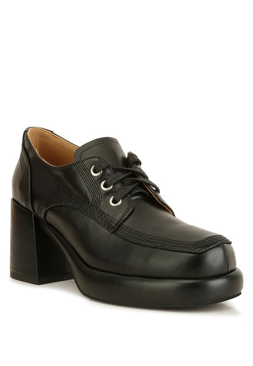 Zaila Leather Block Heel Oxfords: Pure Opulence