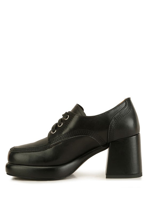 Zaila Leather Block Heel Oxfords: Pure Opulence