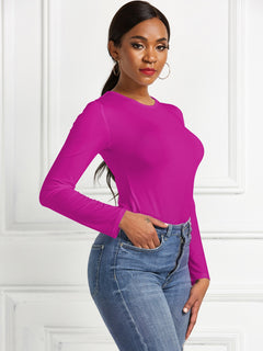 Elegant Round Neck Long Sleeve Bodysuit